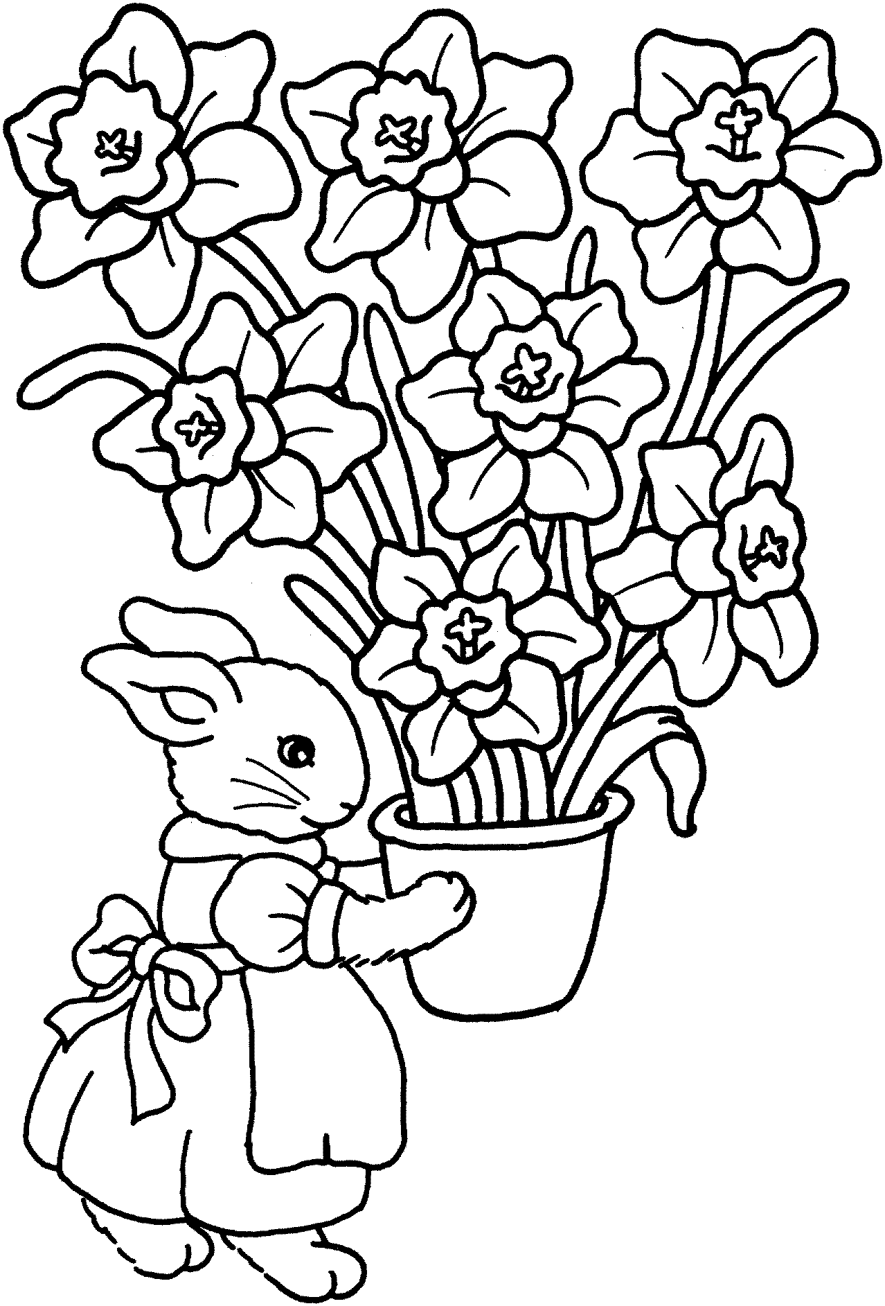 Bunny With Iris Vase
