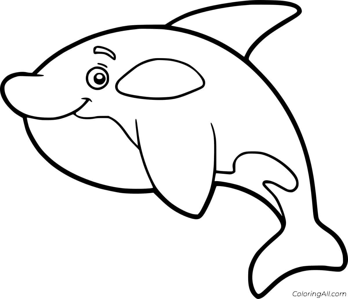 Cartoon Cute Killer Whale Coloring Coloring Page