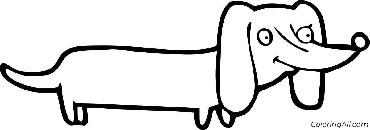 Cartoon Funny Dachshund Free Printable Coloring Page