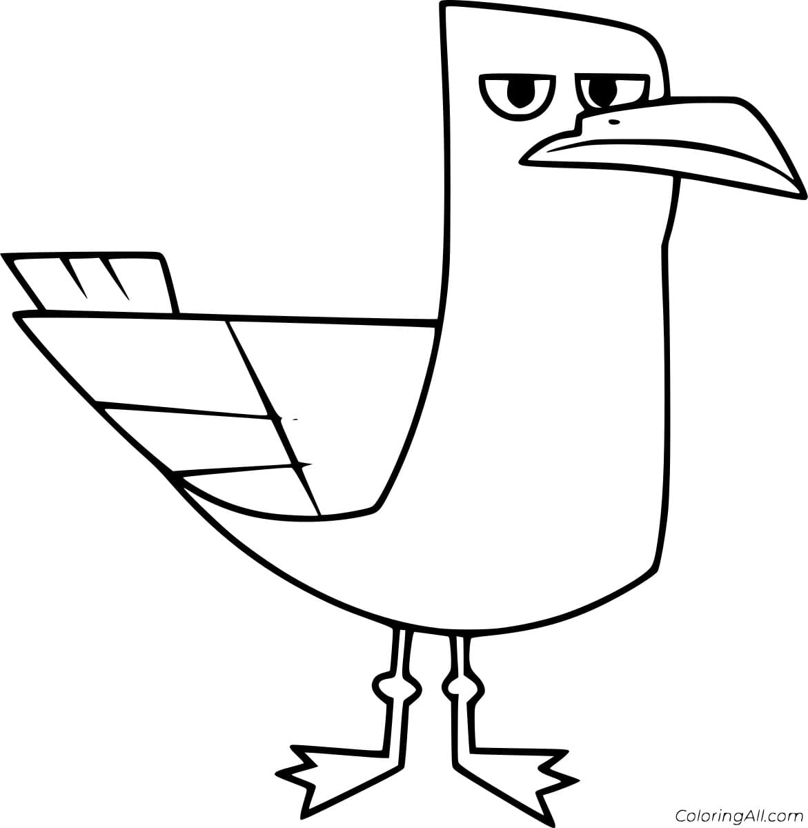 Cartoon Funny Seagull Coloring Page