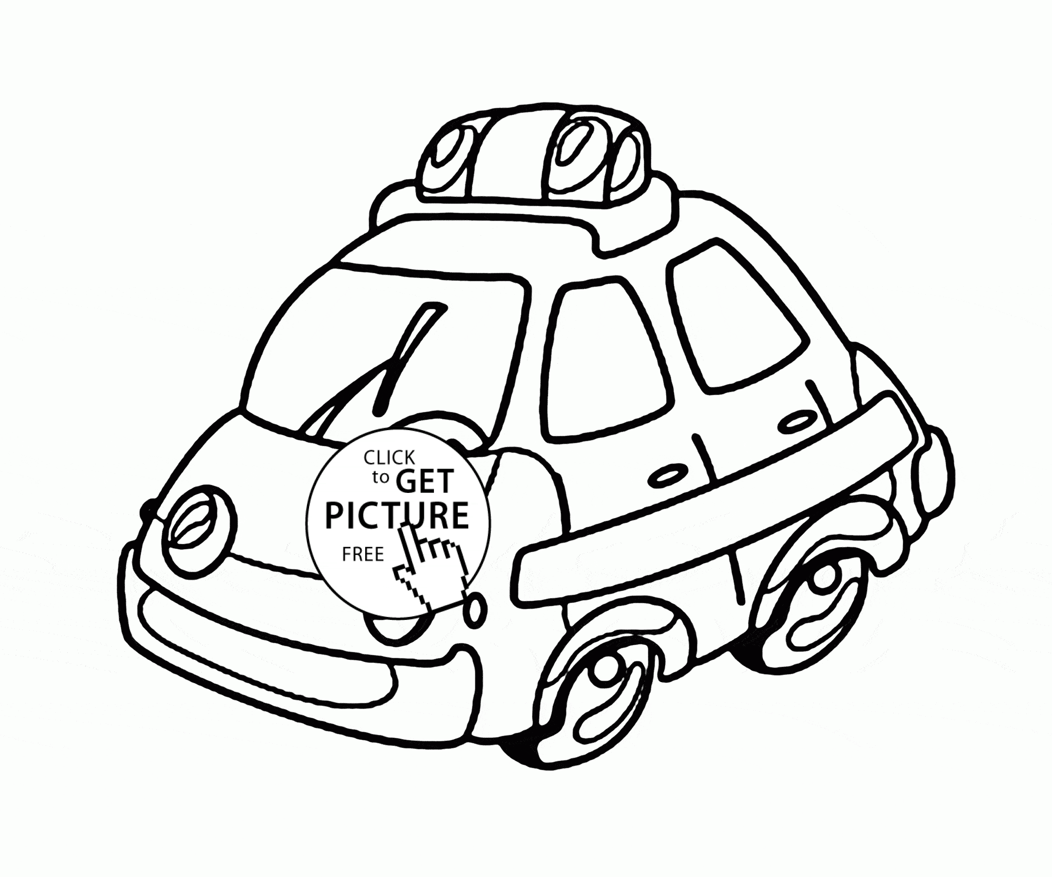 Cartoon Police Car Sweet Coloring Page