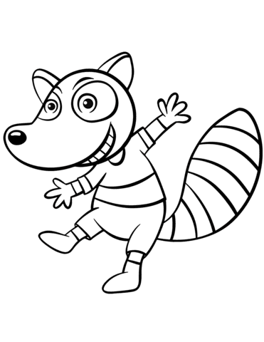 Cartoon Racoon Coloring Page