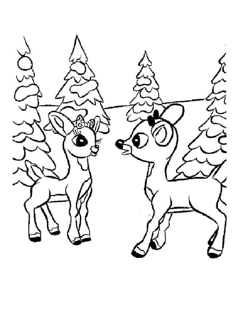 Cartoon Reindeer Coloring Page