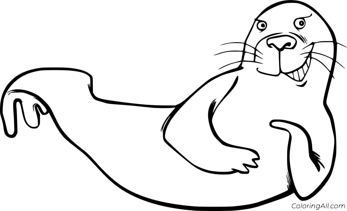 Cartoon Seal Smiling Coloring Page