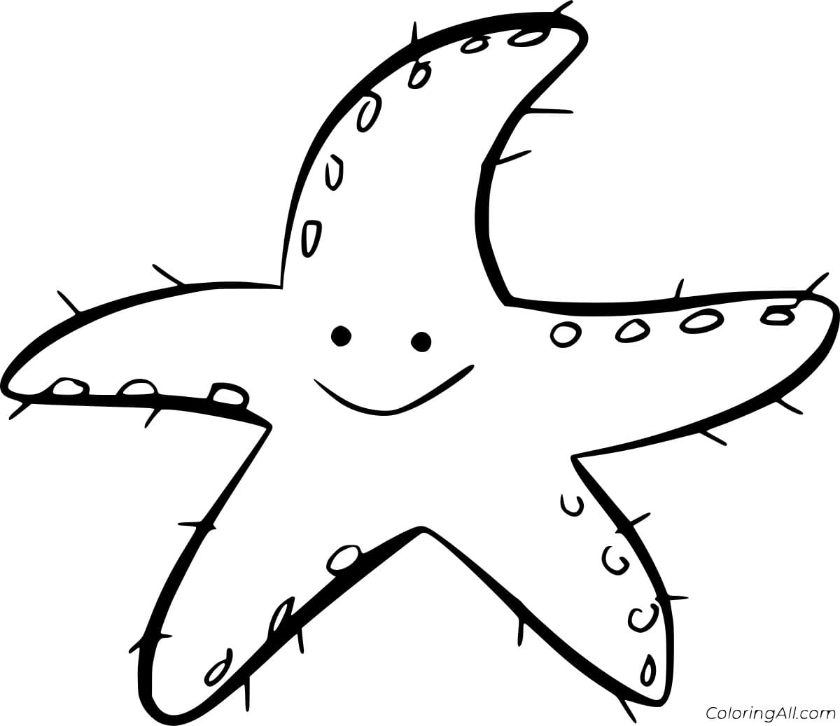 Cartoon Smiling Sea Star Image Coloring Page