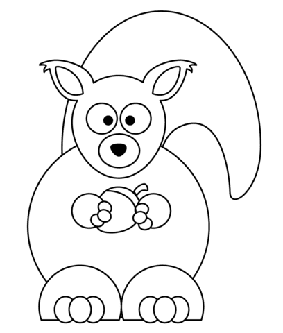 Cartoon Squirrel with Acorn Picture Coloring Page
