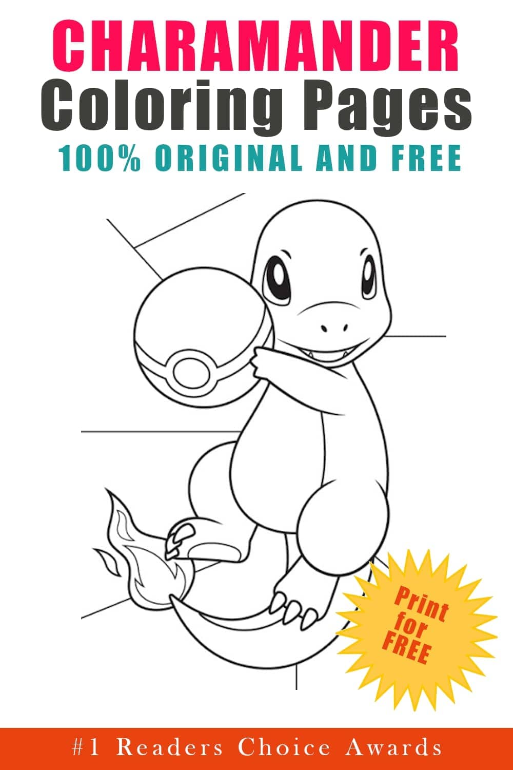 Charmander Cute Image For Kids Coloring Page