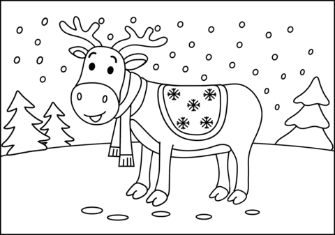 Christmas Reindeer Picture Coloring Page