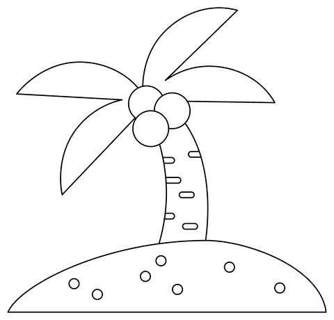 Coconut Tree Image Coloring Page