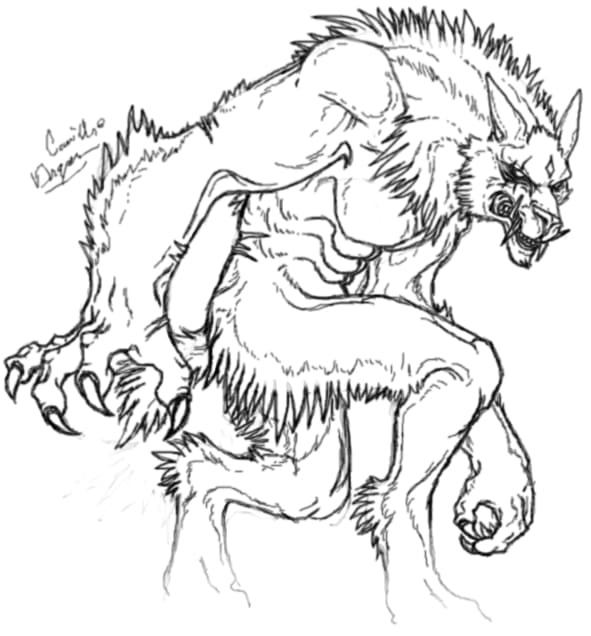 Coloring Werewolf Picture Free Printable
