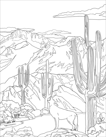 Coyote Howling Image Coloring Page