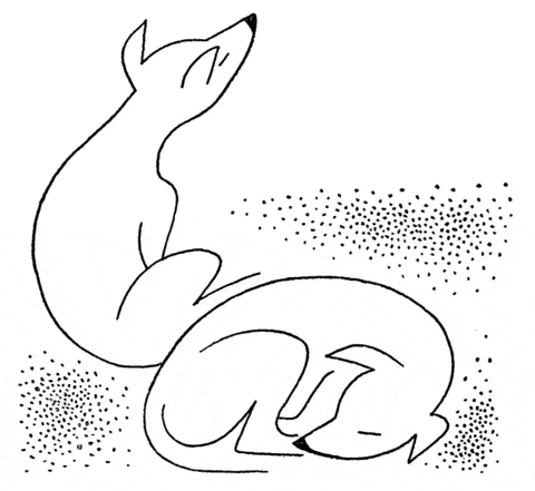 Coyote Howling Moon For Children Coloring Page