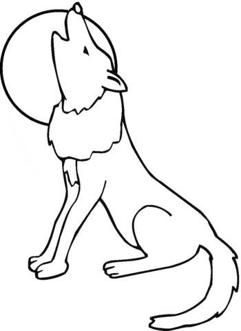 Coyote Howling Moon For Kids Coloring Pages - Coloring Cool