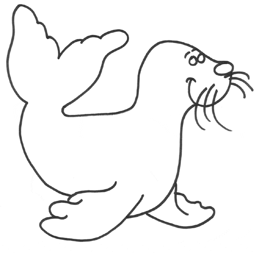 Cute Cartoon Seal Picture For Kids Coloring Page
