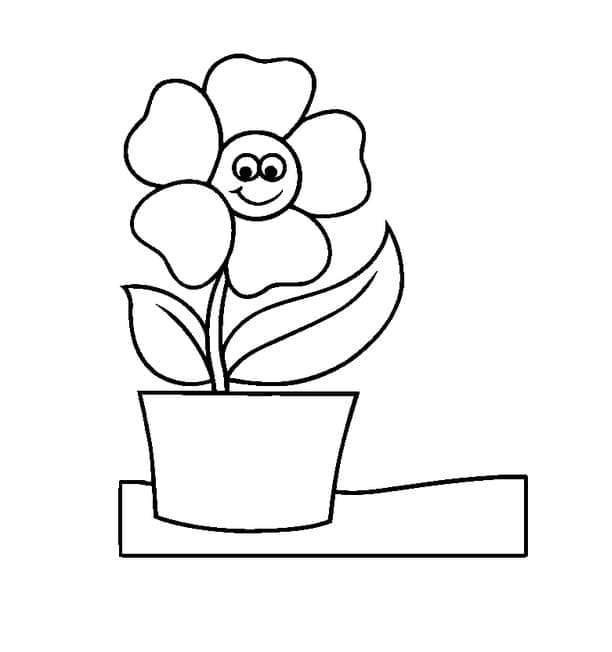 Cute Flower Pot Coloring Page