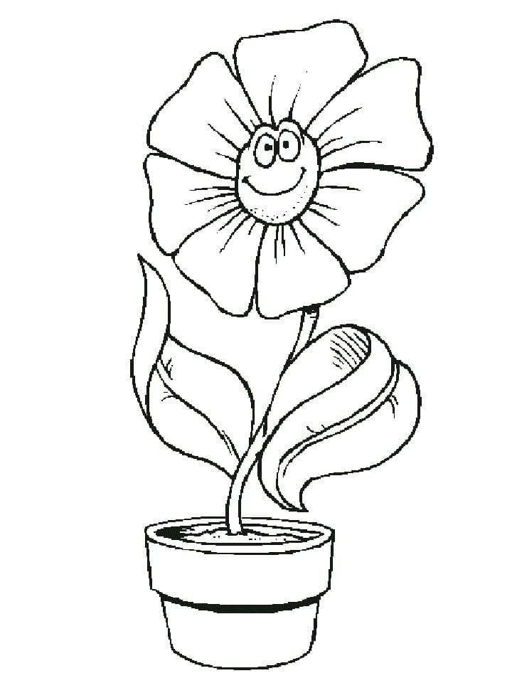 Cute Flower in Pot Coloring Page