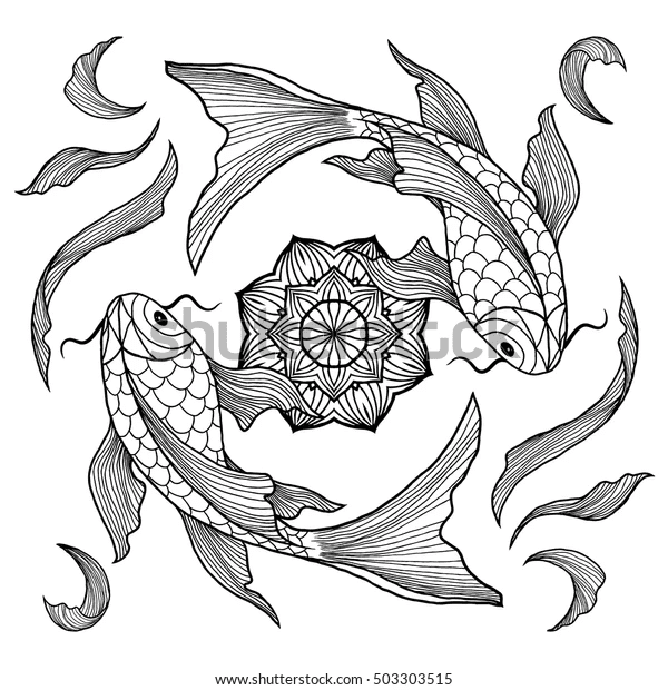 Cute Koi Fish For Children Coloring Page