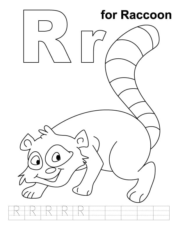Cute Raccoon Picture For Children Coloring Page