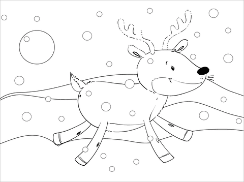 Cute Reindeer Image Coloring Page