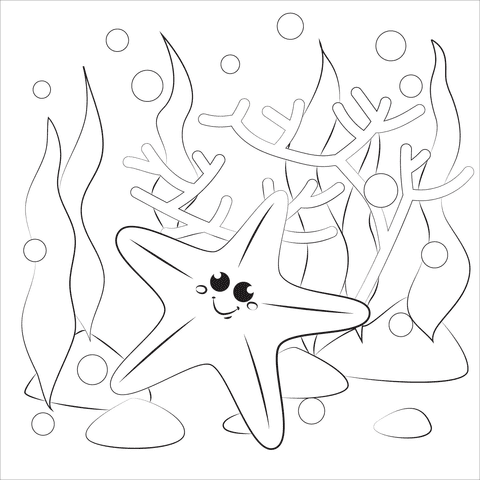 Cute Starfish Image Coloring Page