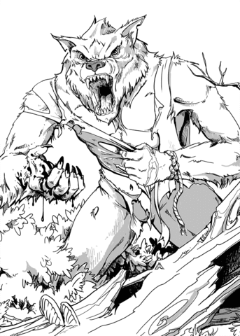 DND Lycanthrope Free Coloring Page