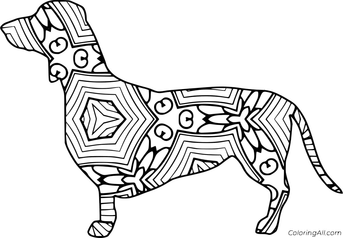 Dachshund Art Free Printable Coloring Page