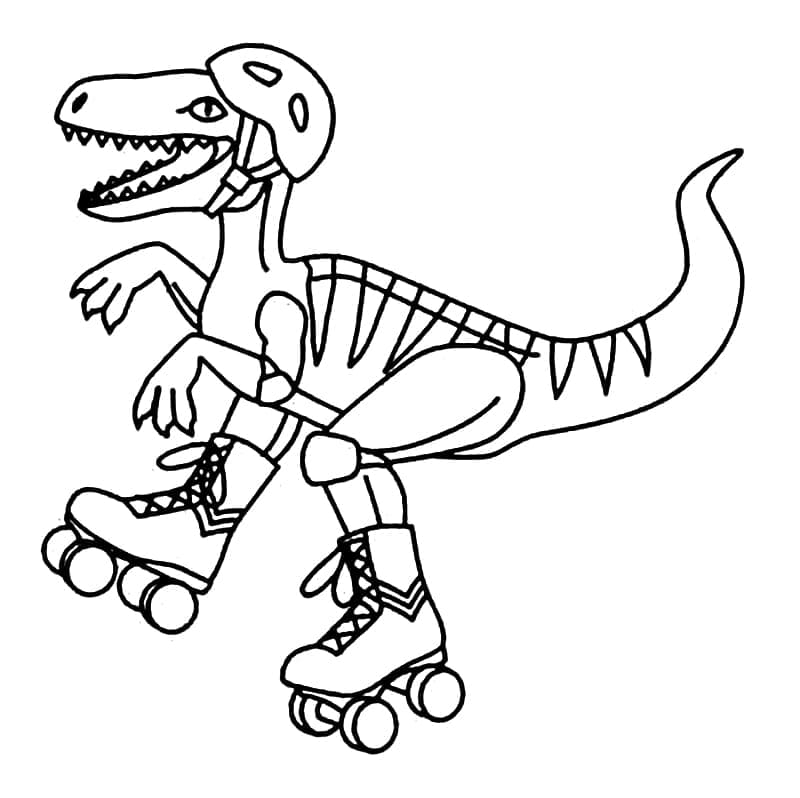 Dinosaur On Roller Skates Coloring Page