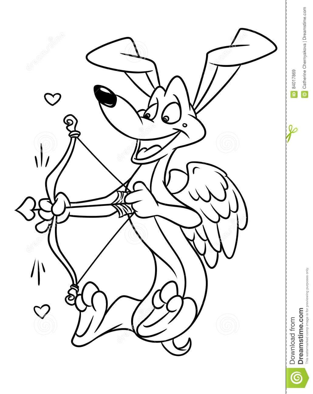 Dog Dachshund Cupid Love Free Printable Coloring Page