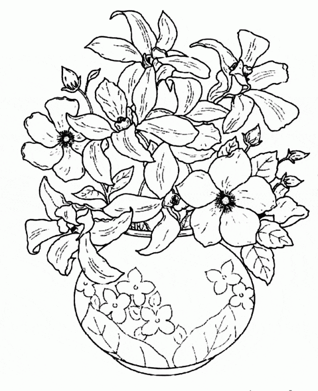 Download Beautiful Flowers In A Beautiful Coloring Page