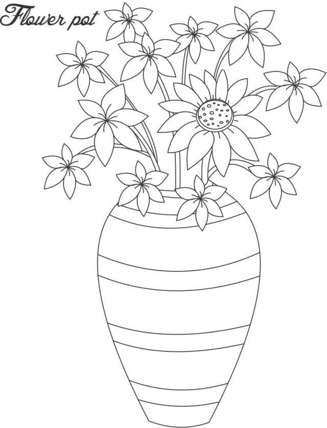 Downloadable Flower Pot Image Coloring Page