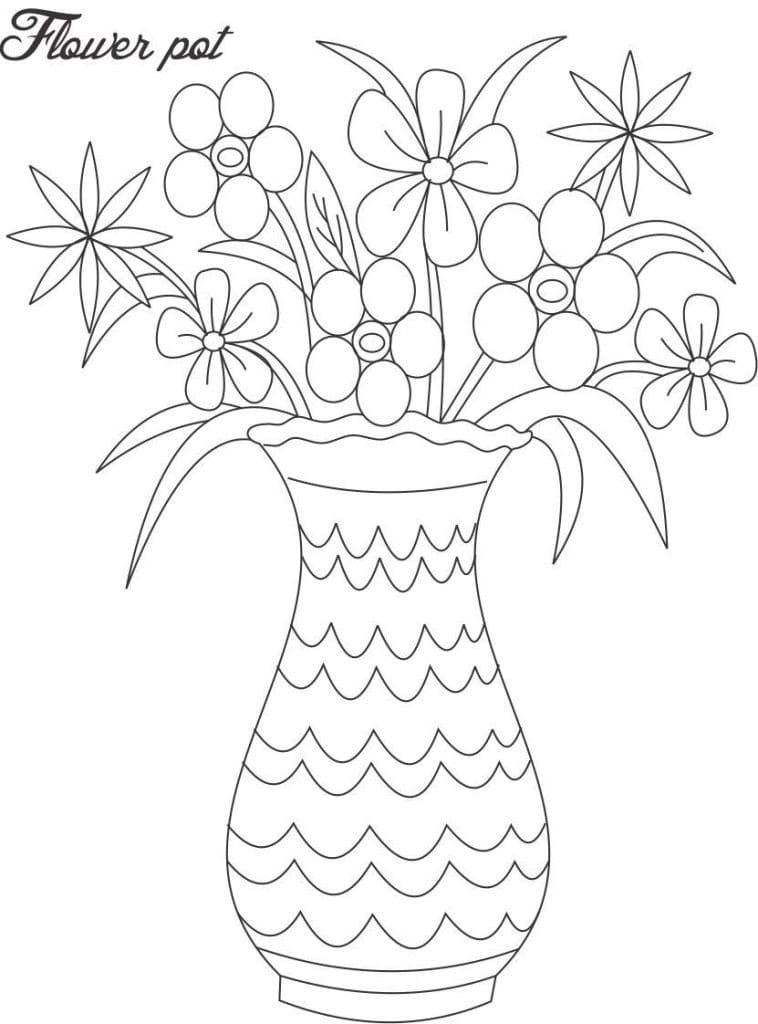 Downloadable Flower Pot Coloring Page