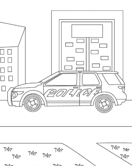 Drawing Police Car Cute For Kids Coloring Page