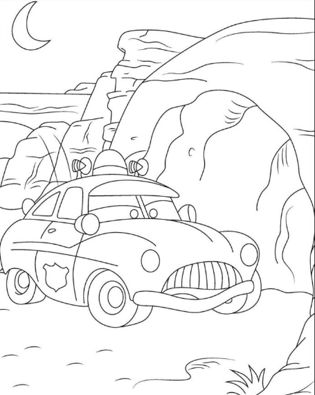 Drawing Police Car Cute Coloring Page