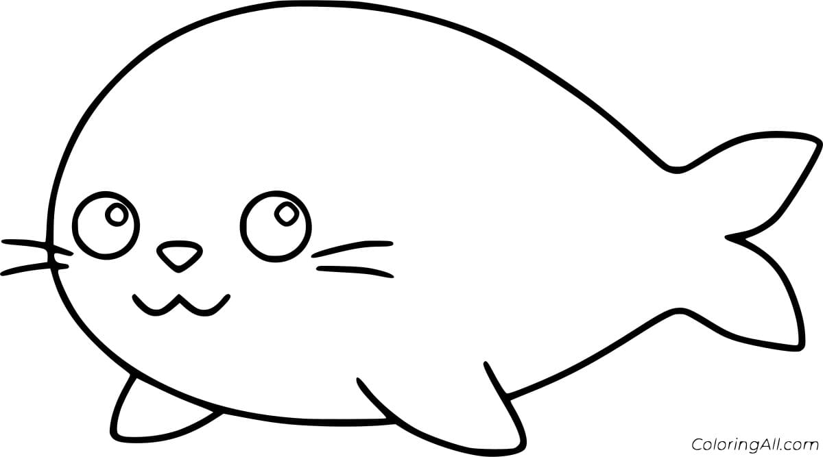 Easy Cute Seal Coloring Page