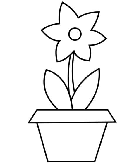 Easy Flower in Pot Coloring Page