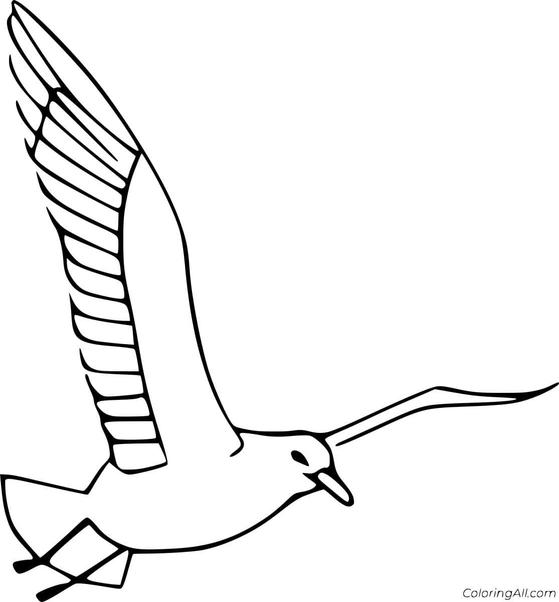 Easy Flying Seagull Coloring Page