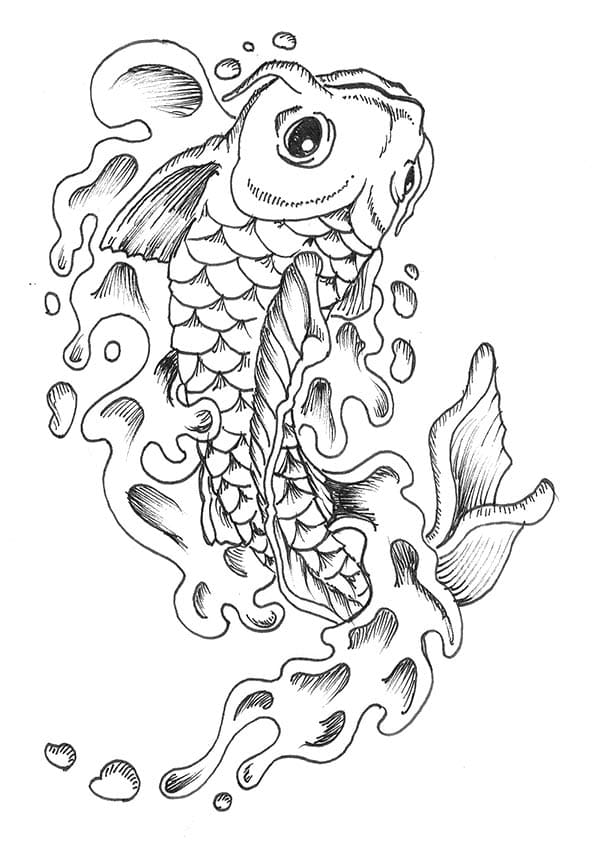 Easy Koi Fish Coloring Page