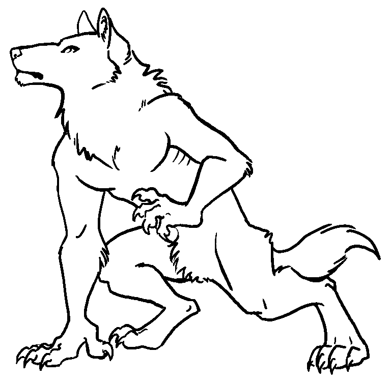 Easy Werewolf Free Printable Coloring Page