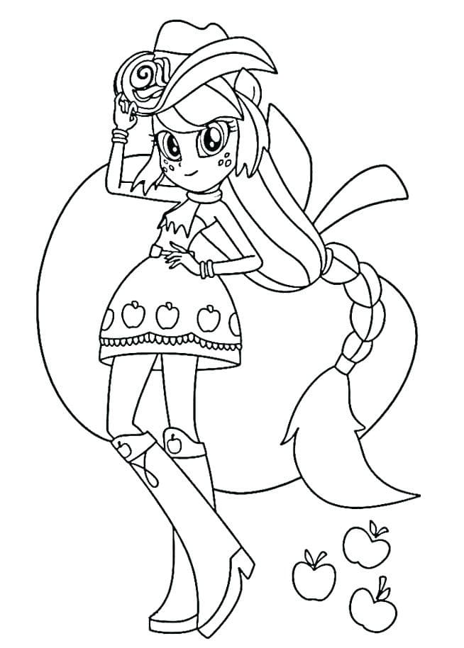 Equestria Girl Applejack Picture Coloring Page