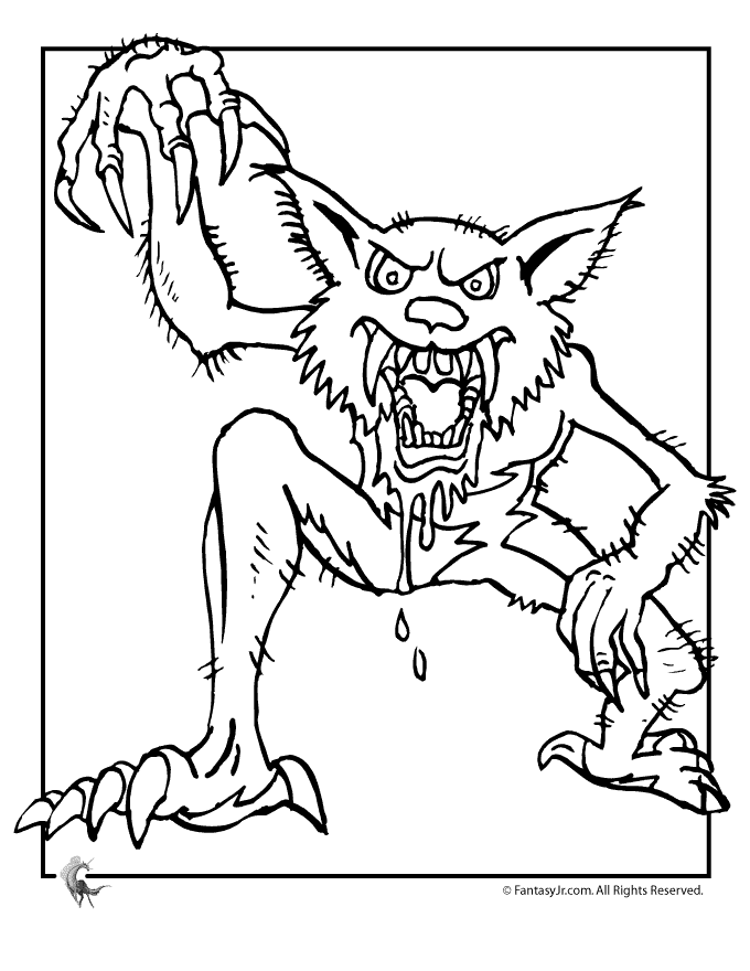 Fantasy Werewolf Image Coloring Page