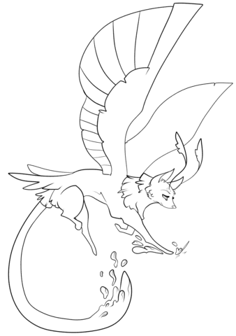 Feathered Fantasy Wolf Coloring Page