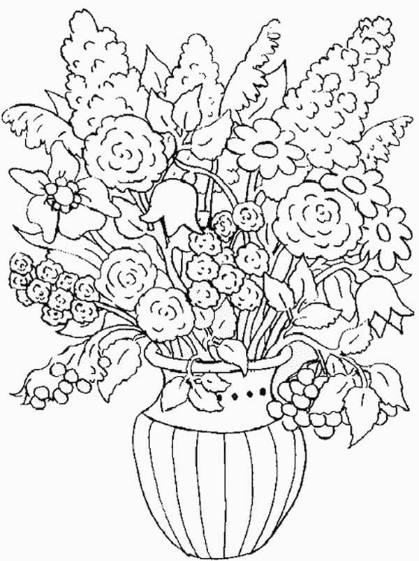 Flower In The Vase Of Nature Coloring Page