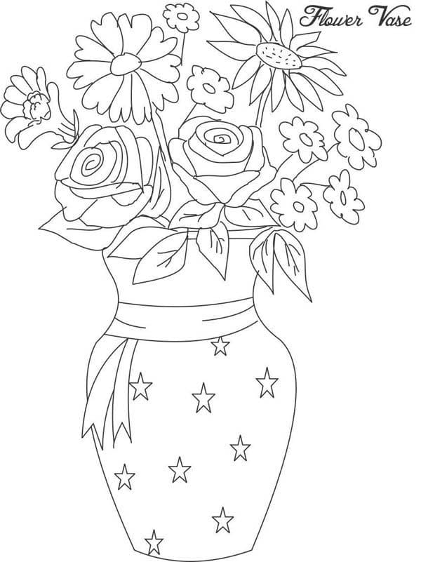 Flower In Vase From Beautiful Flower Coloring Page
