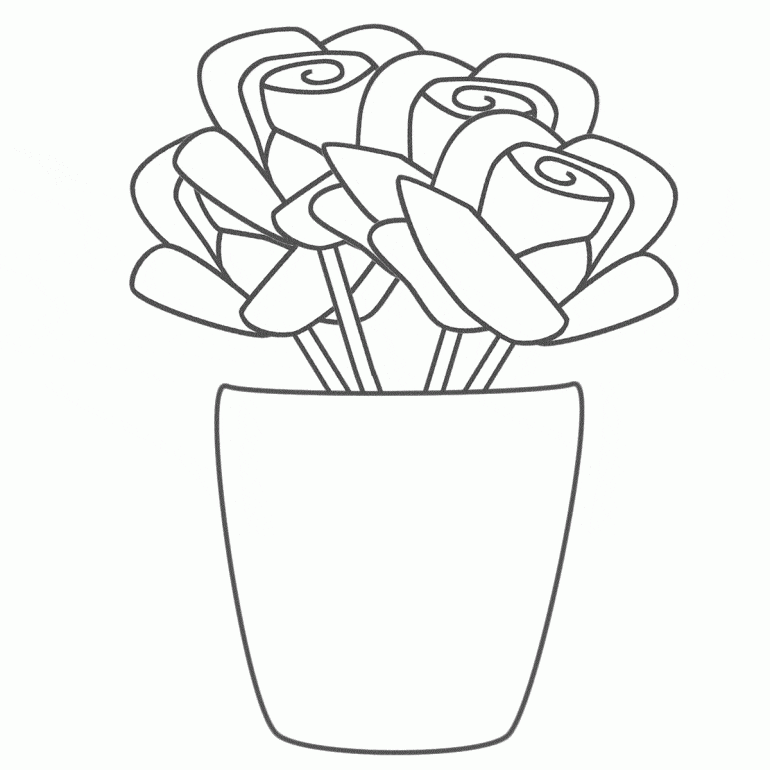Flower Pot Cute Coloring Page