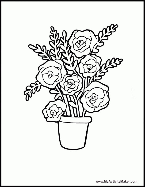 Flower Pot Cute Coloring Coloring Page