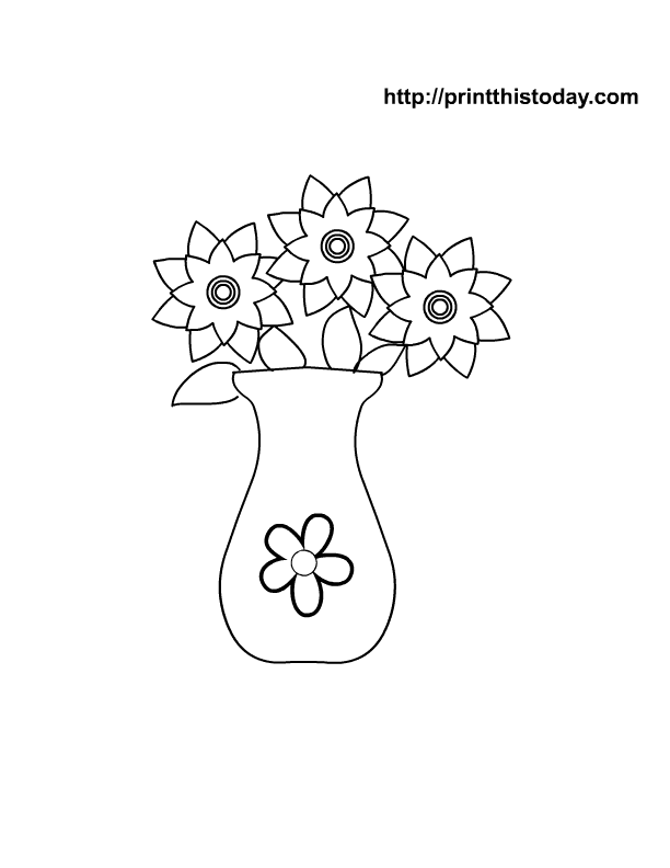 Flower Vase For Children Coloring Page