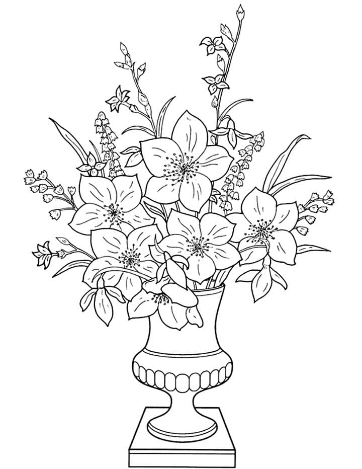 Flower Vase For Kids Coloring Page