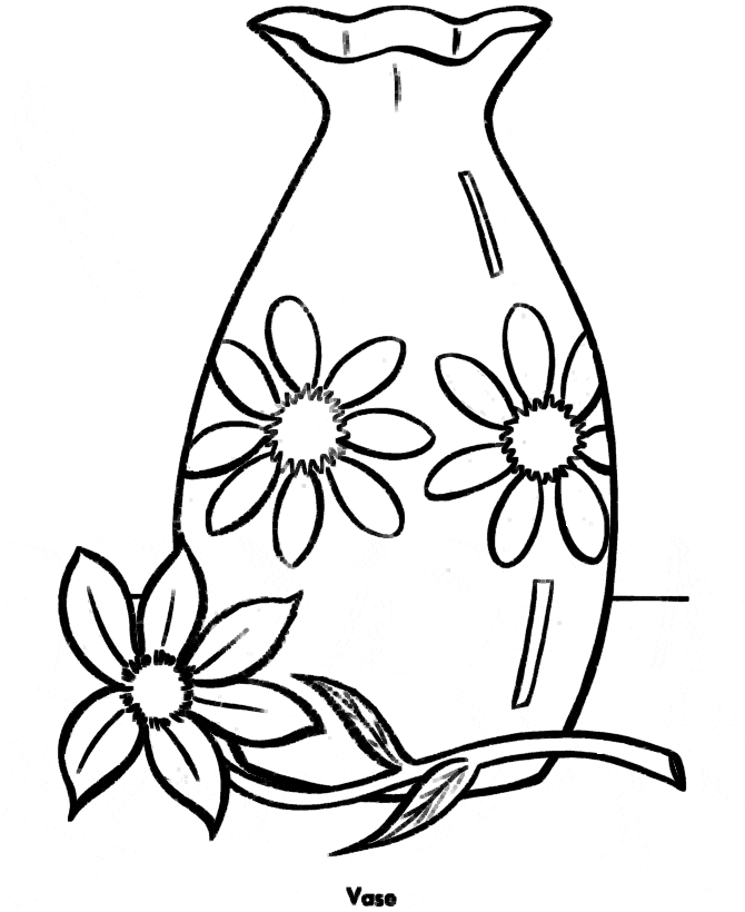 Flower Vase Image Coloring Page