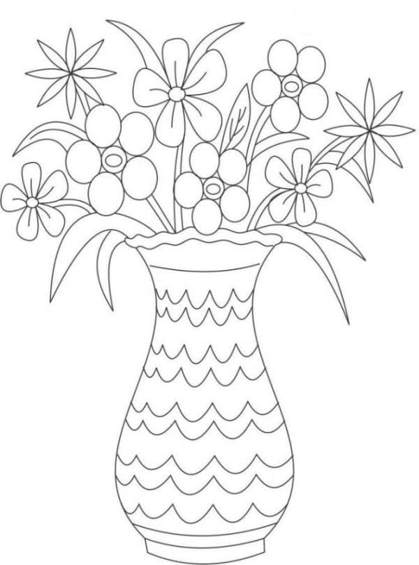 Flowers In A Vase Coloring Page