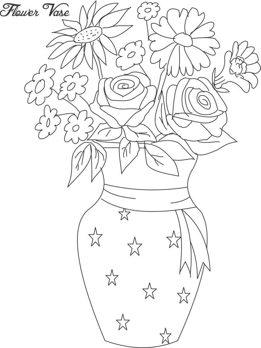 Flowers In Pots Coloring Page